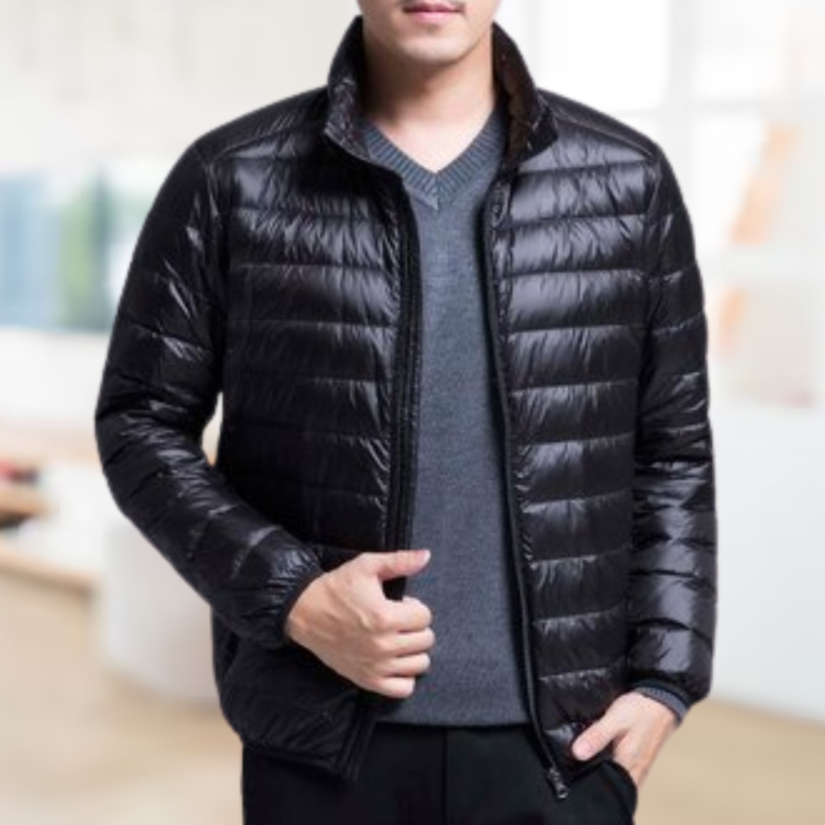Superleichte Damenjacke mit klassischem Kragen aus Polyester für Herbst und Winter – leichte und bequeme Jacke für Damen 2