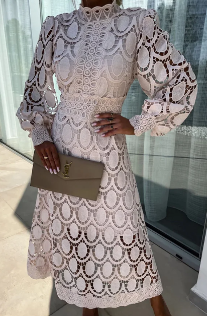 Dam Midiklänning Romantisk Lätt Material för Bröllop och Fester-2