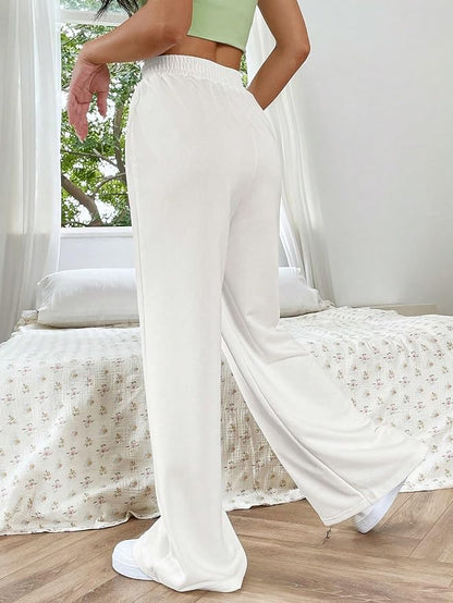 Kvinnors Breda Benbyxor Elegant Bomullsblandning-5