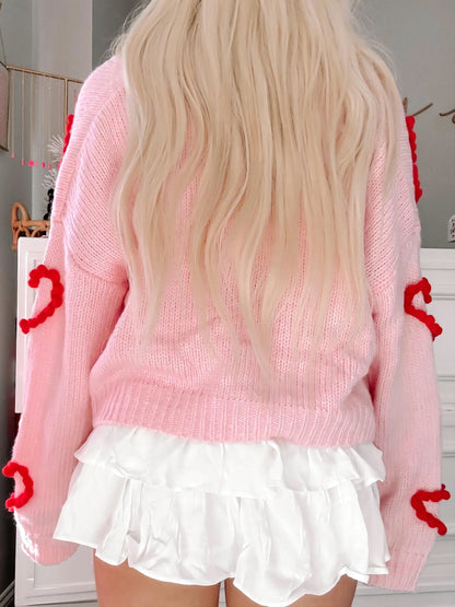 Dam Tröja Hjärtdesign Mjuk Polyester-3