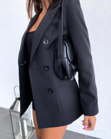 Dam Blazer med Dubbel Rad Knappar i Polyester och Viskos – Elegant och Hållbar för Kontor och Fritid 2