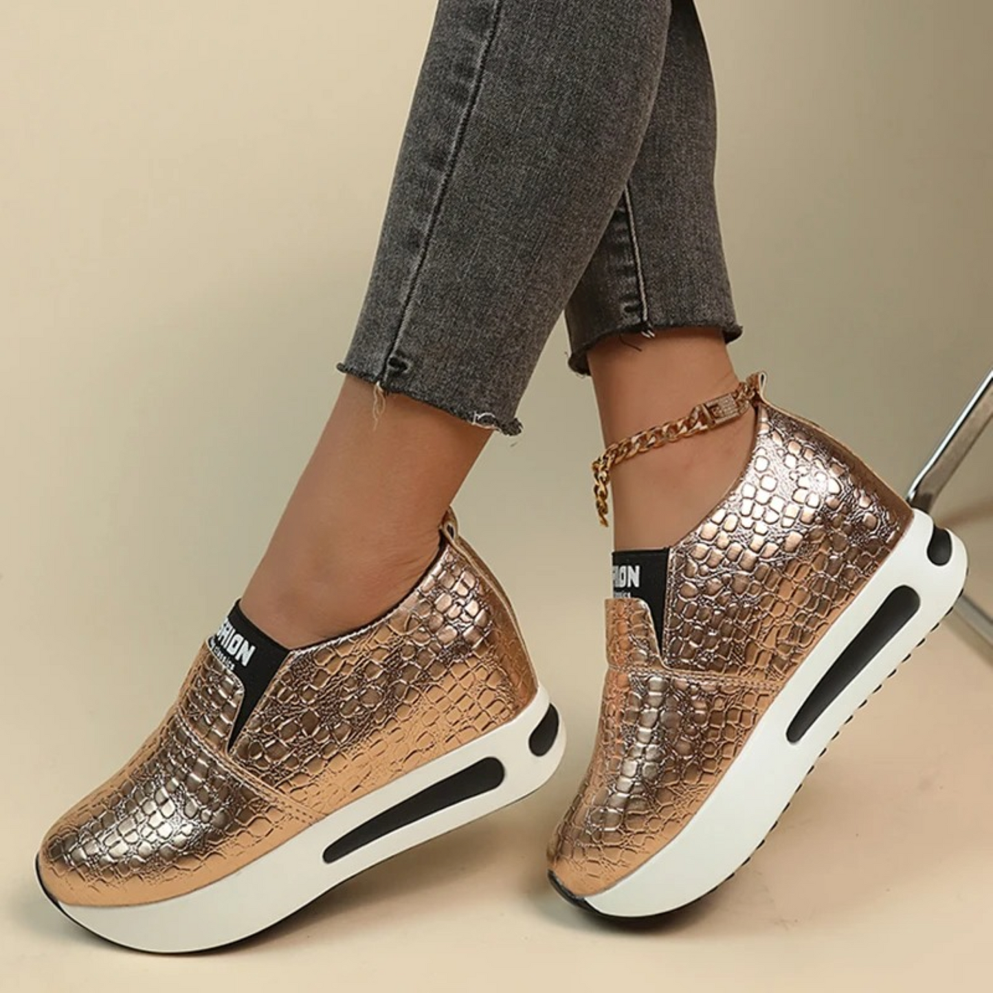 Kvinnors Sneakers Ormmönster Textil Syntet-2