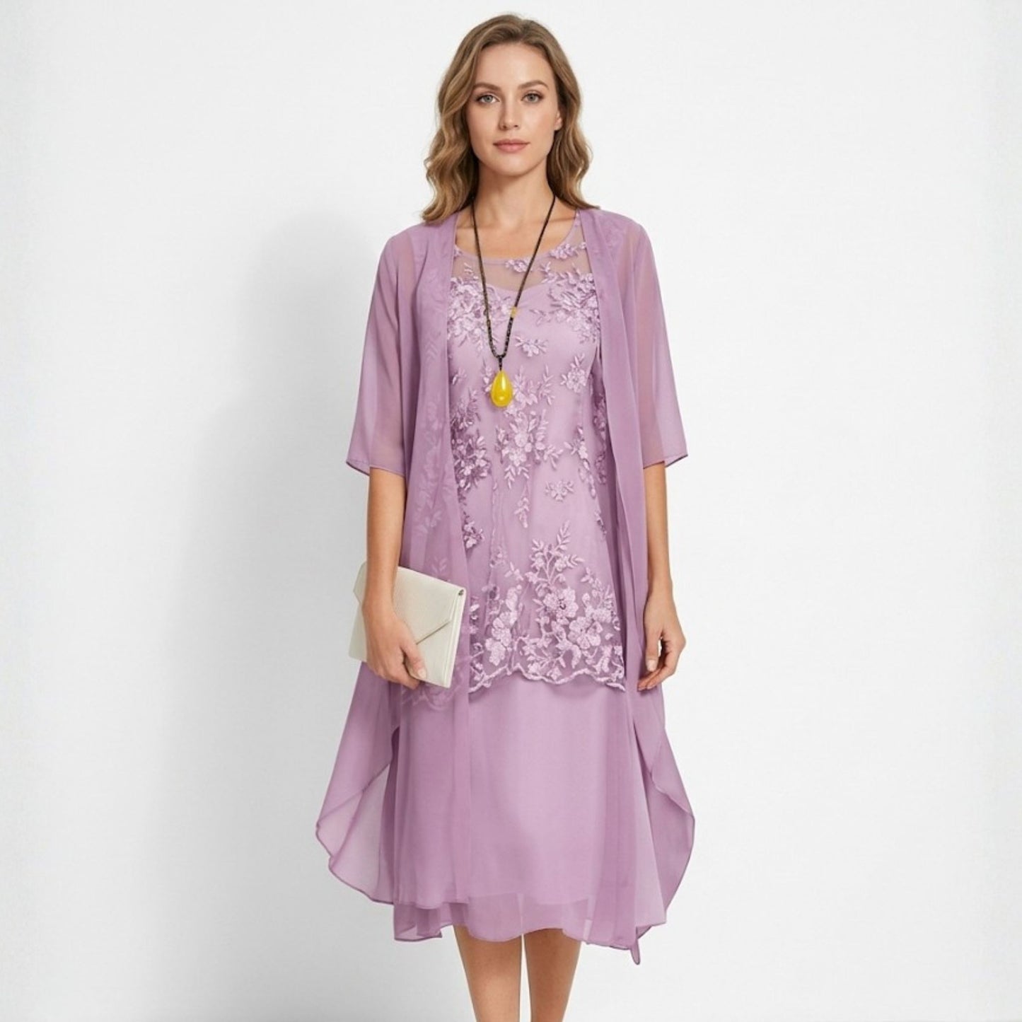 Dam Tvådelad Uppsättning Elegant Polyester med 3/4 Ärmar