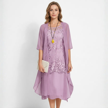 Dam Tvådelad Uppsättning Elegant Polyester med 3/4 Ärmar