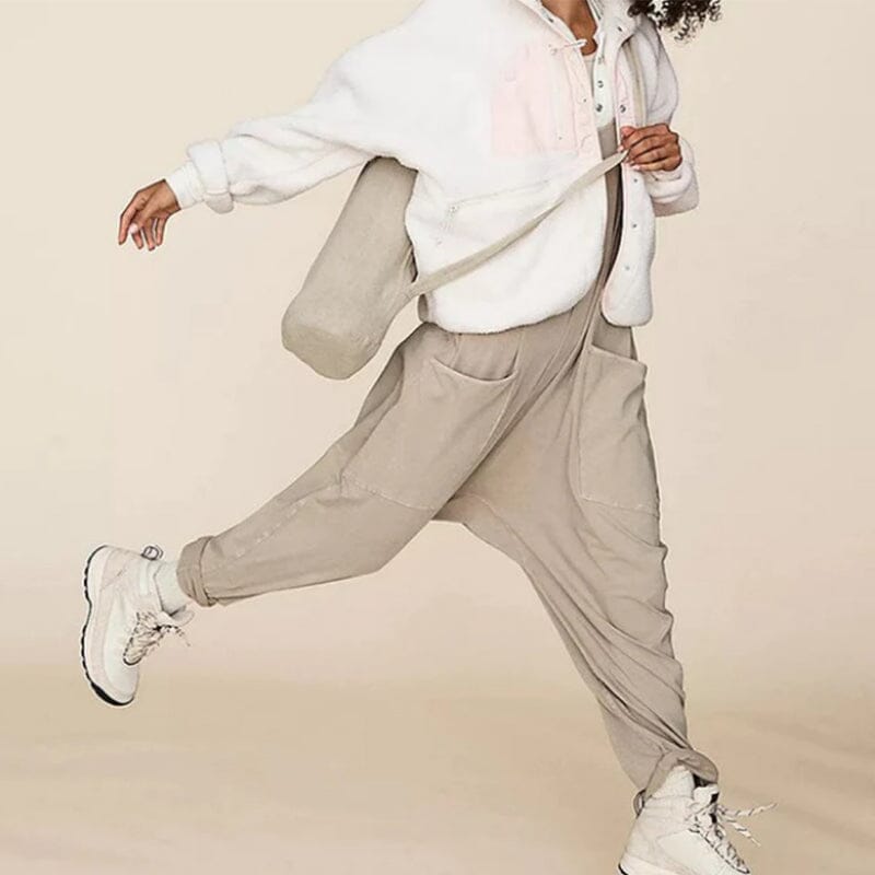 Variant image for Dam Jumpsuit V-hals Minimalistisk med Fickor i Andningsbart Tyg-6