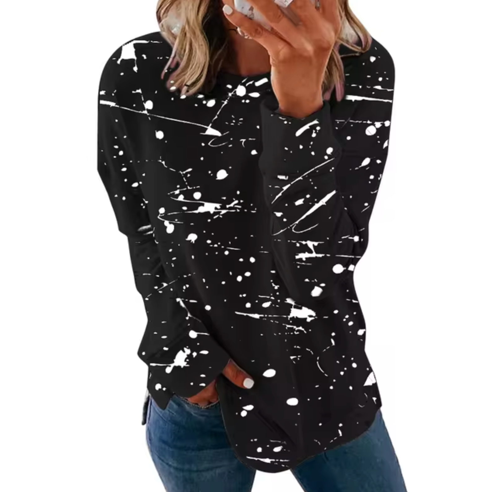 Variant image for Dam Överdimensionerad Långärmad Topp Mjuk Bomull-9