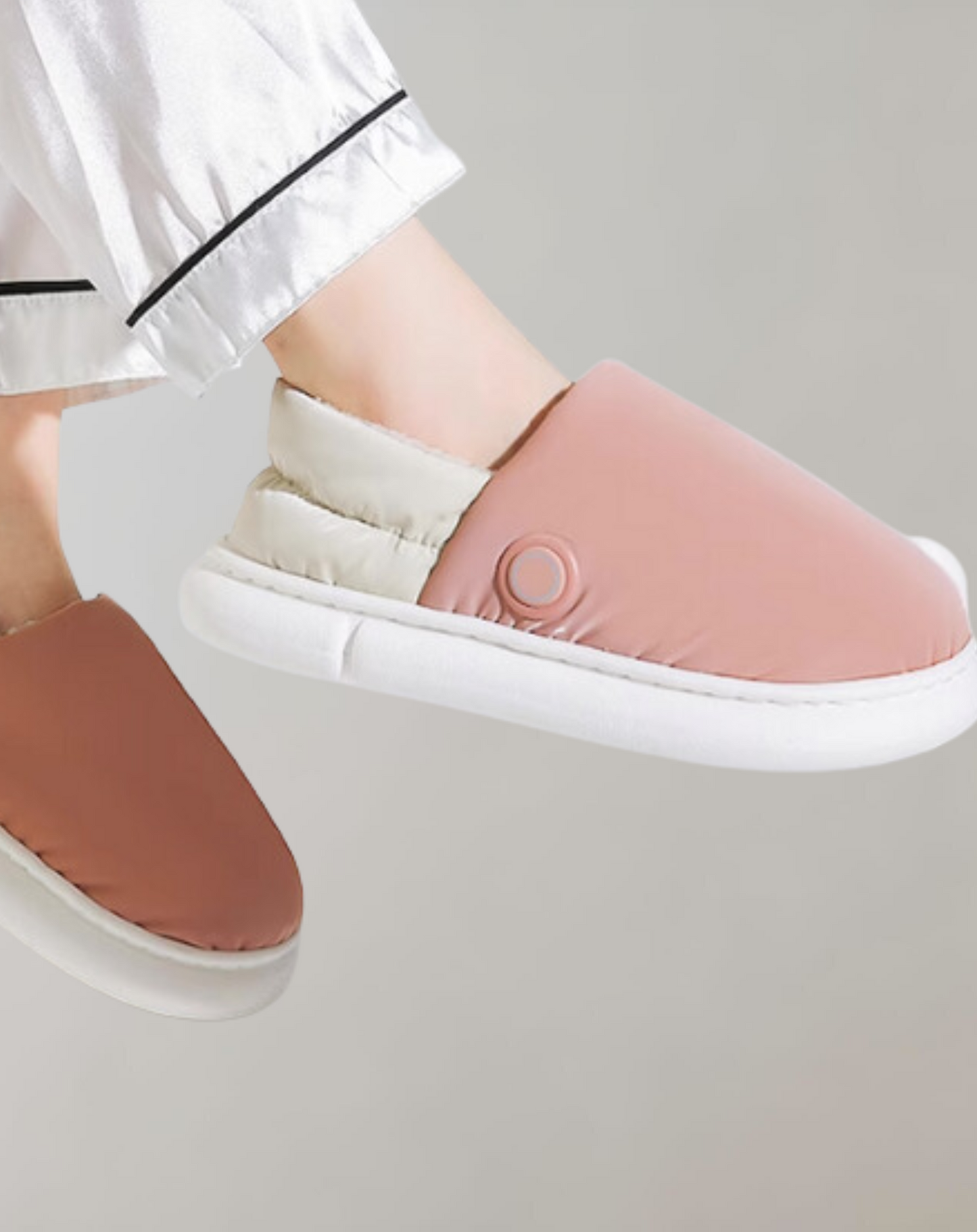Damer Uppvärmda Tofflor Minimalistisk Design Mjuk Värmeisolerande Textil-4