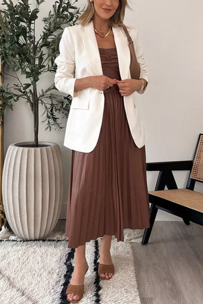 Dam Klänning Midi Axelbandslös Syntetiskt Läder Fina Dam Klänningar-2