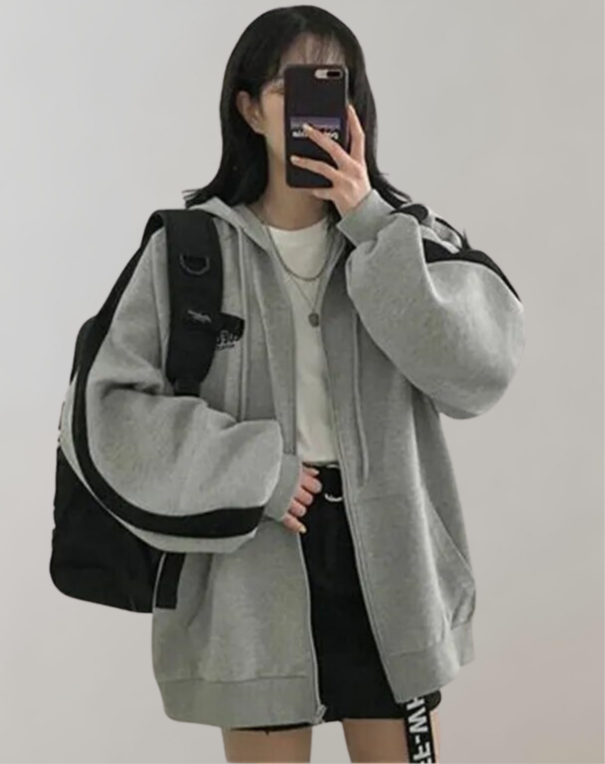 Dam Tröja Retro Zipper Mjuk Tyg Överdimensionerad-3