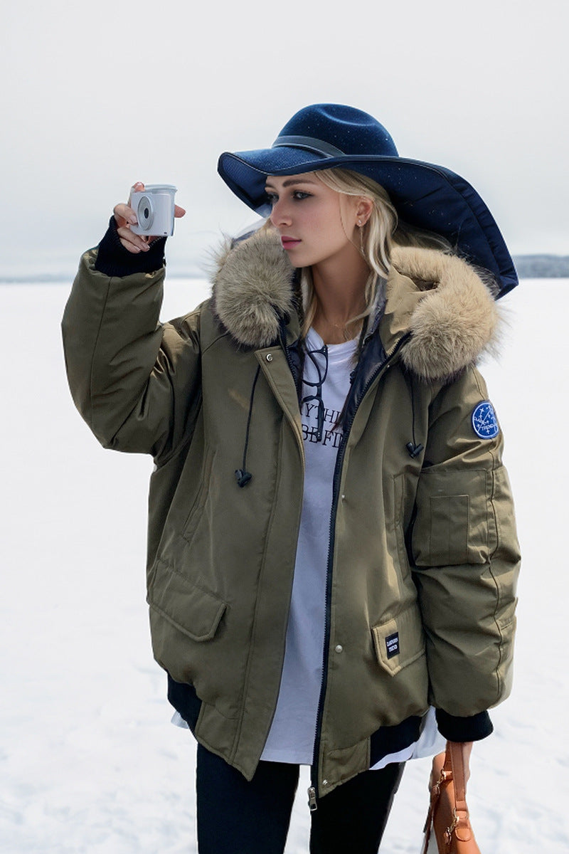 Variant image for Dam Parkas Löst Snitt med Pälskrage i Polyester och Bomull-4