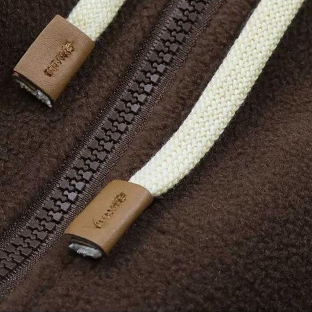 Fleecejacka Dam Med Huva Lapptäckdesign Polyester Komfortabel Avslappnad Passform-6