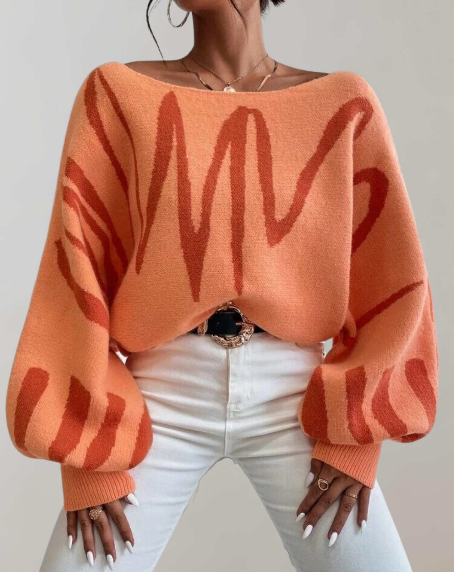 Dam Festtoppar med Tryck Puffärmar Mjuk Polyester-2