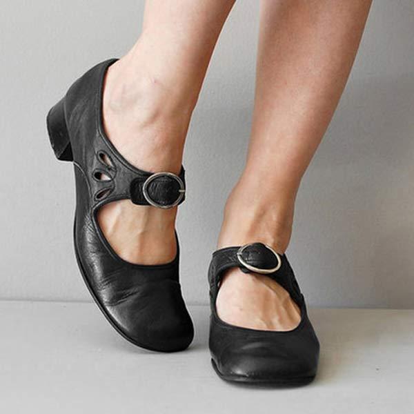 Damen Sandalen aus Leder mit Niedrigem Keilabsatz und Schnallen – Monochrom, Komfortabel und Elegant 8