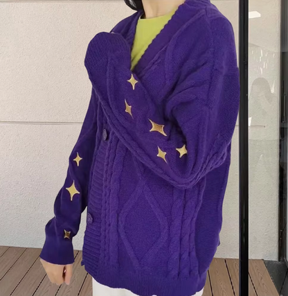 Variant image for Dam Stickad Tröja med Stjärntryck i Mjuk Akryl-5