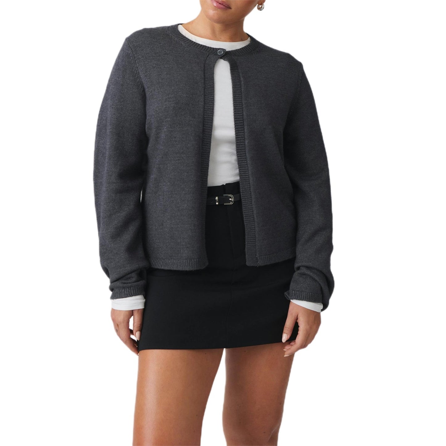 Stickad Dam Tröja Slim Fit Mjuk Materialmix-3