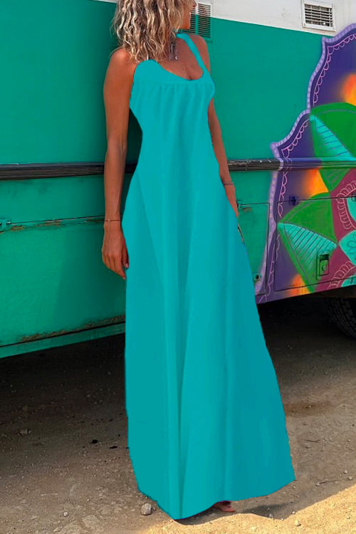 Dam Maxiklänning Trendig Cami Bomull Polyester-3