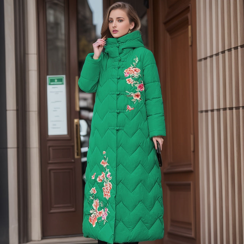 Variant image for Dam Lång Bomullsrock med Etniska Broderier och Vippknappar-4