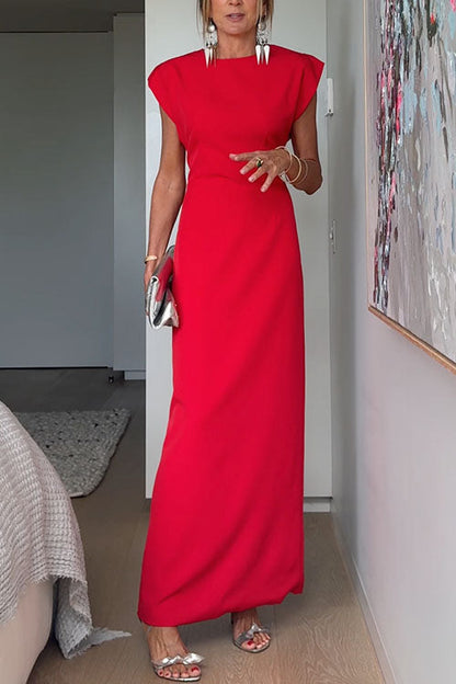 Maxiklänning Dam Korta Ärmar Bomull Polyester Elegant Silhuett för Sommarfest-2