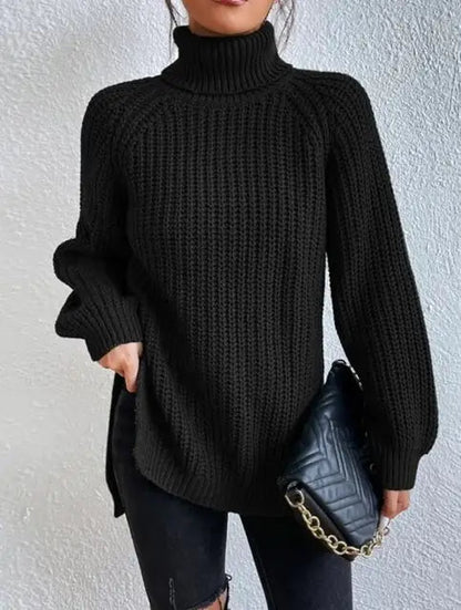 Dam Turtleneck Topp Figur-Kramande Andningsbart Material-4