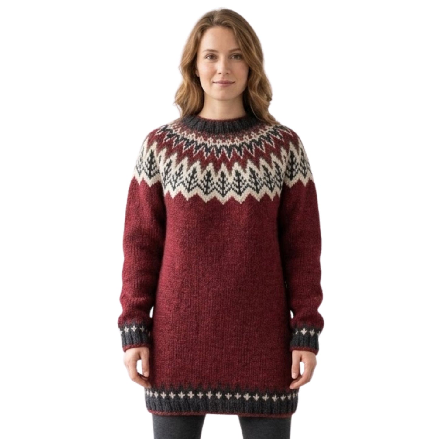 Stickad Dam Tröja Jacquard Mjuk Akryl