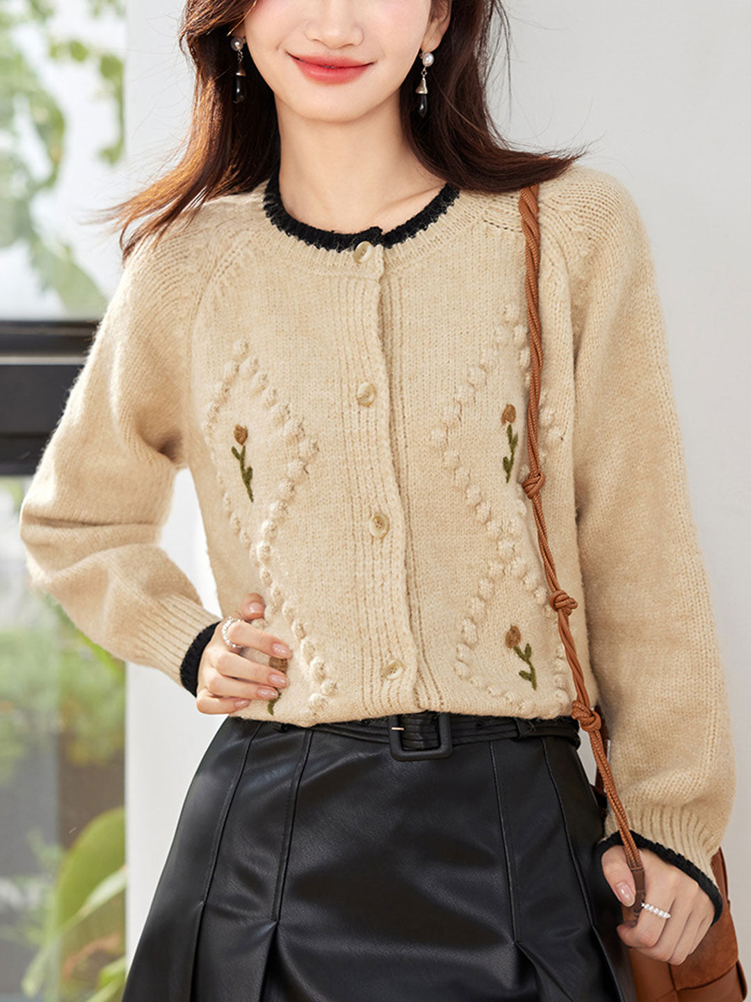 Variant image for Dam Cardigan Blommabroderi Mjukt Material-6