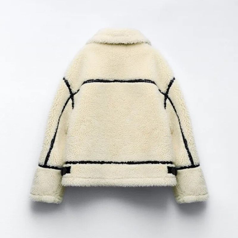 Kvinnors Lång Teddyjacka Fleece Elegant Värmande-2
