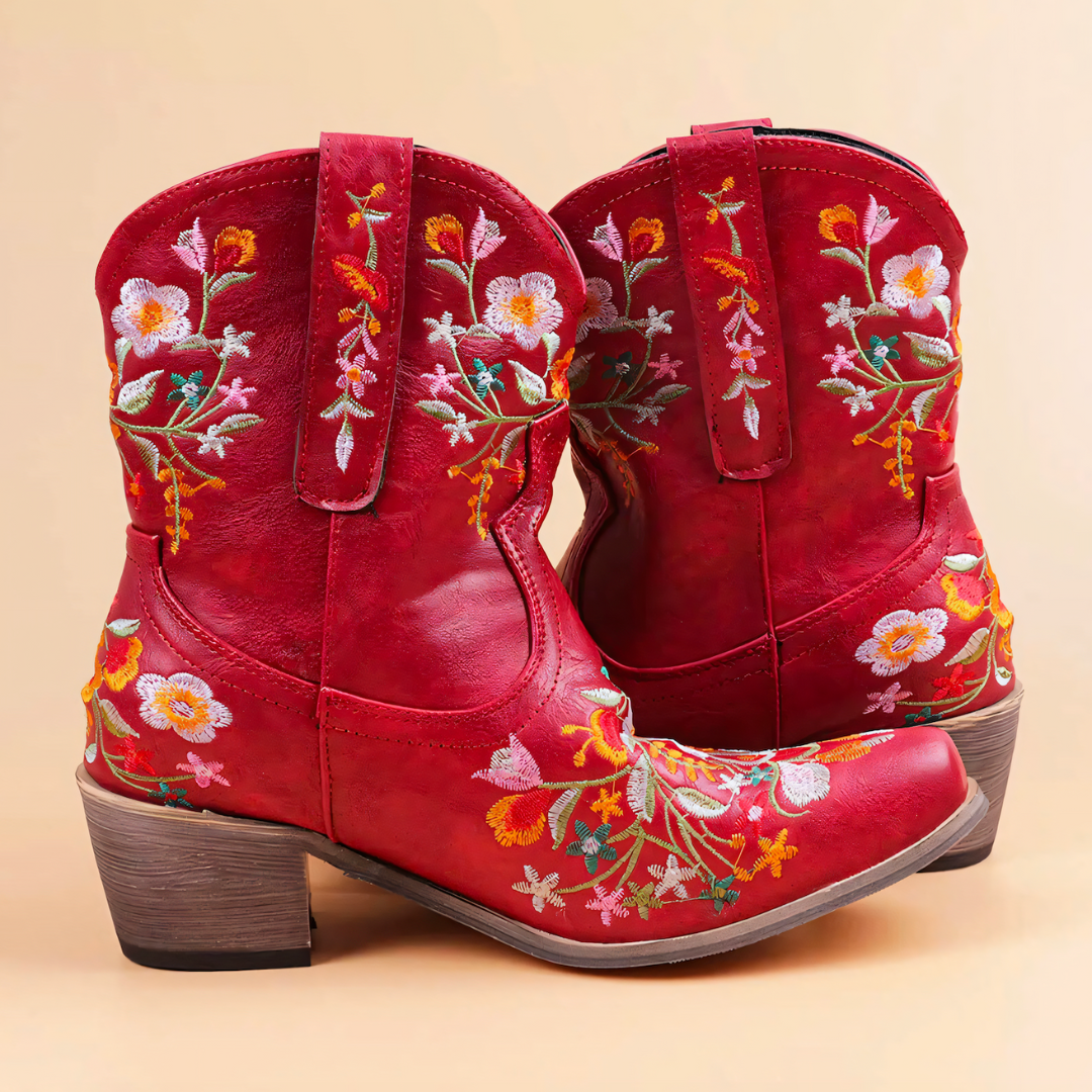Dam Stövlar Cowgirl Vintage Läder med Hållbar Design-3