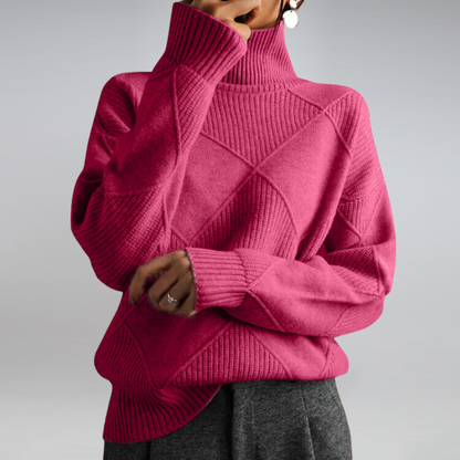 Stickad Dam Tröja Turtleneck Mjuk Bomull 13