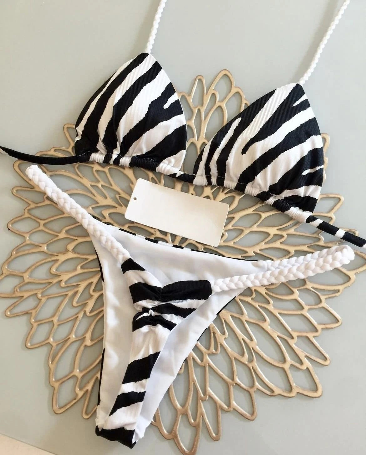 Färgglad Bikini för Dam i Hållbart Nylon och Spandex – Bekväm Passform för Strand och Pool 4