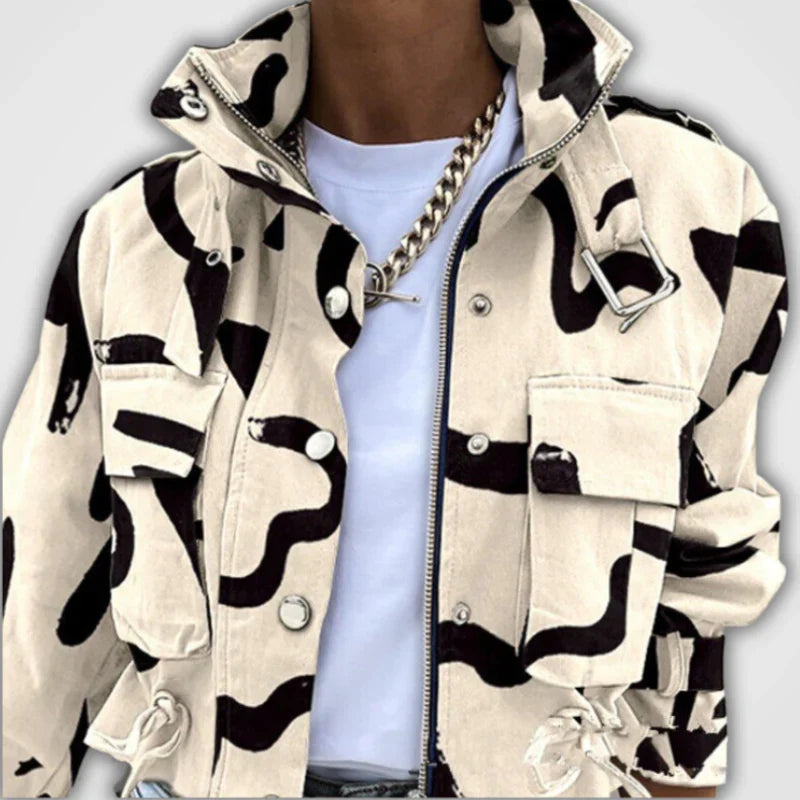 Dam Bikerjacka Abstrakt Tryck Polyester-2