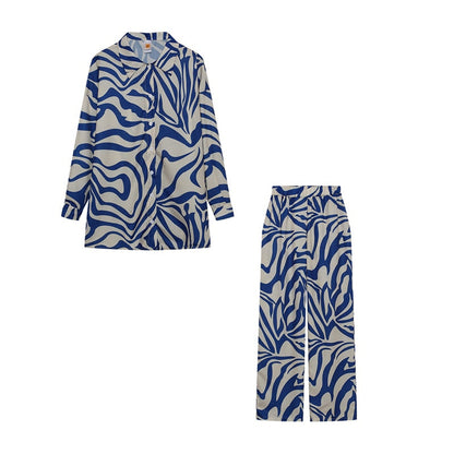 Variant image for Vit Dam Kostym Tvådelad Blus och Byxor i Högkvalitativ Polyester-5