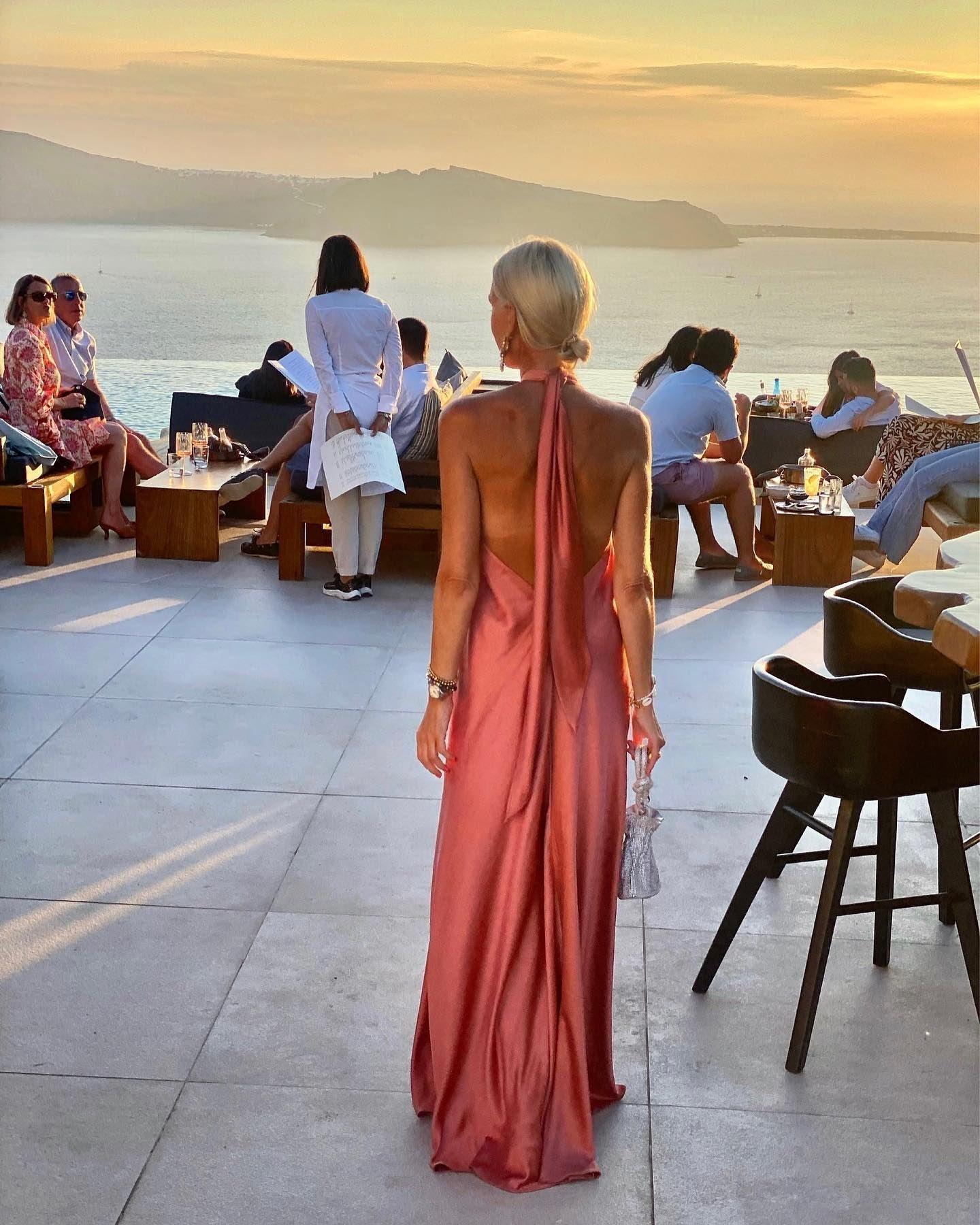 Maxiklänning Dam Halterneck Satin Elegant Löst Snitt-2