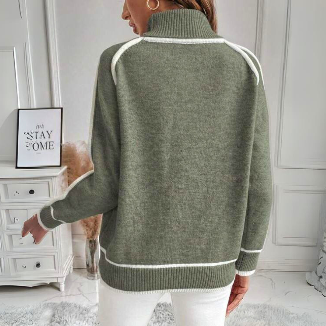 Stickad Dam Tröja Turtleneck Mjuk och Hållbar-3