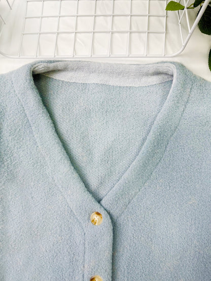 Dam Tröja Klassisk Ljusblå Mjuk Fiberblandning-3