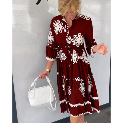 Variant image for Dam Blommaklänning 3/4 Ärmar Linne-13