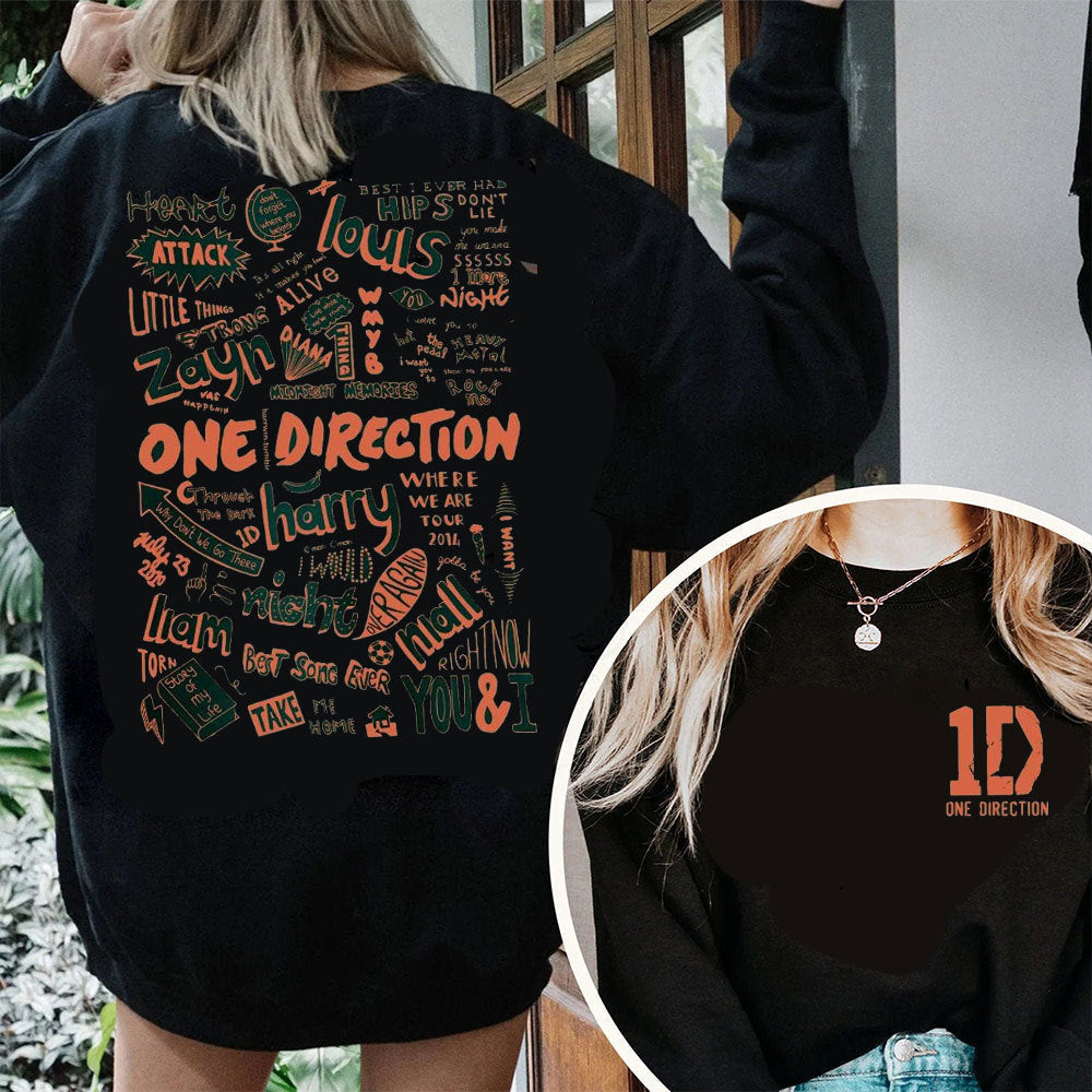Unisex Hoodie Crewneck Polyester med One Direction Albumdesign-2