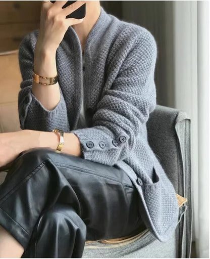 Dam Stickad Turtleneck Tröja 100% Ull Elegant Vintermode-1