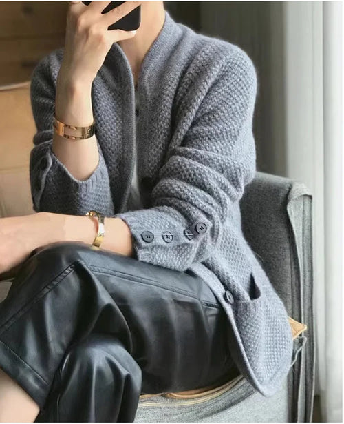 Dam Stickad Turtleneck Tröja 100% Ull Elegant Vintermode-1