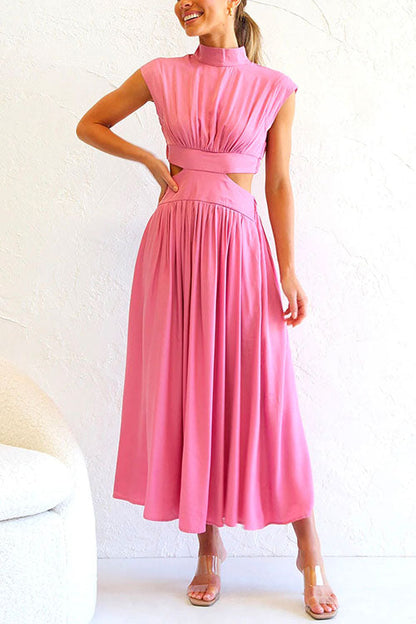 Dam Klänning Utsvängd Mockneck Bomull Polyester-2