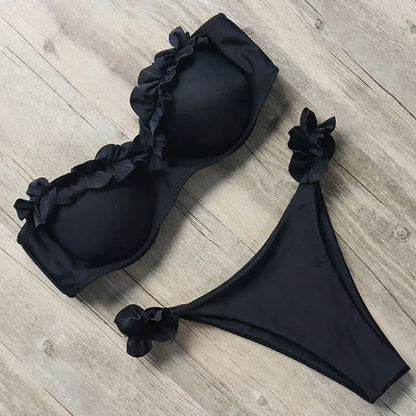 Dam Bikini Utan Bärare Unikt Mönster Nylon Spandex-2