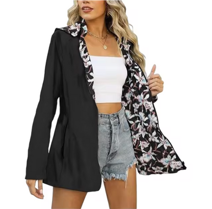Damjacka Reversibel Polyester med Färgglada Mönster-2