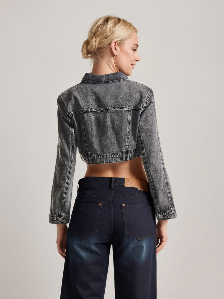 Dam Denimjacka Löst Fit Vintage 70 % Bomull-3