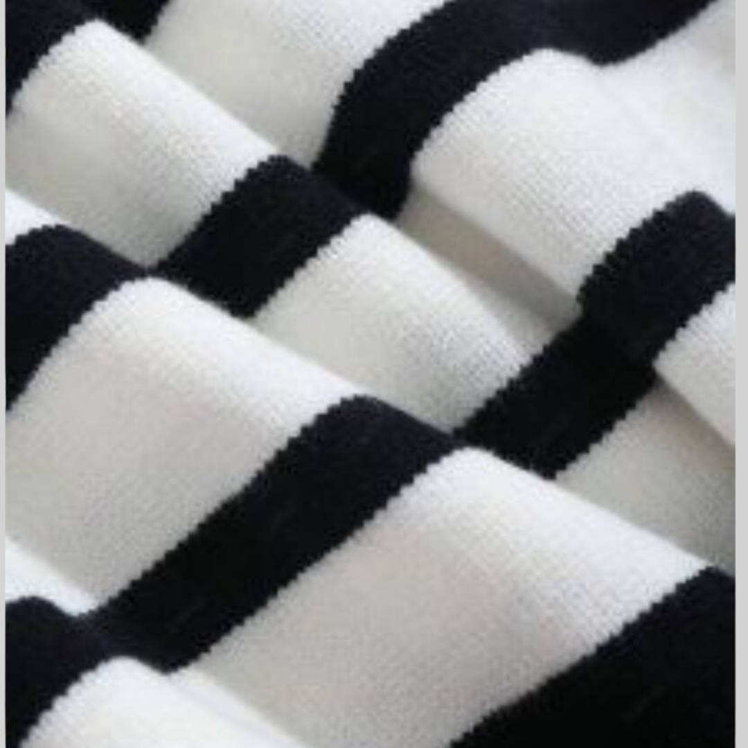 Dam Tröja Halvdraget Randig Polyamid Polyester Viskos-3