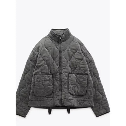 Dam Lång Vinterjacka Vintage Stil Högkvalitativt Tyg 6