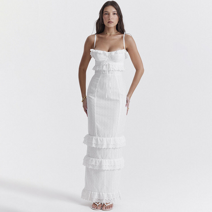 Maxikleid mit Broderie und Ruffles – Fließende Silhouette für Sommerfeste, Perfekt für Hochzeit und besondere Anlässe 2