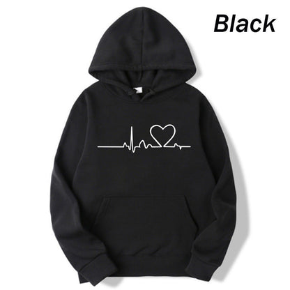 Variant image for Dam Hoodie Hjärtslagstryck Polyester Avslappnad-2