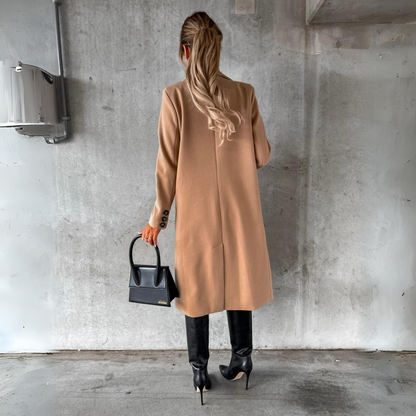 Elegant Vindjacka för Dam i Ullblandning med Dubbelram och Lapel - Vindavvisande Jacka för Alla Tillfällen 4