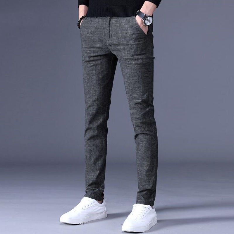 Herrbyxor Modern Stil Polyester Skräddarsydd Passform Heatherstruktur-3