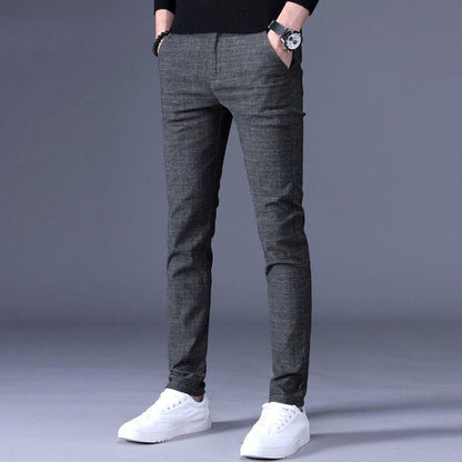 Herrbyxor Modern Stil Polyester Skräddarsydd Passform Heatherstruktur-3