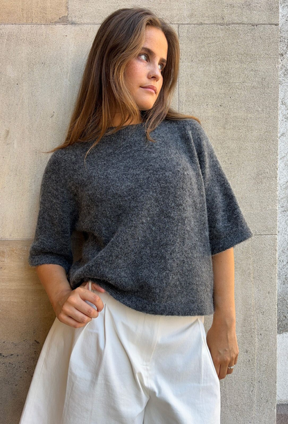 Variant image for Dam Tröja Kortärmad Enfärgad Mjuk Tygblandning-4